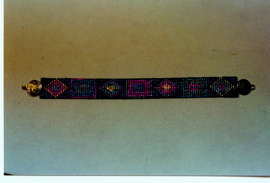 Bracelet, loomwork.  Based on design by Mary Timme.  2002